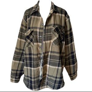 Men’s Club Room Green Plaid Fleece Lined Shirt Jacket size Large